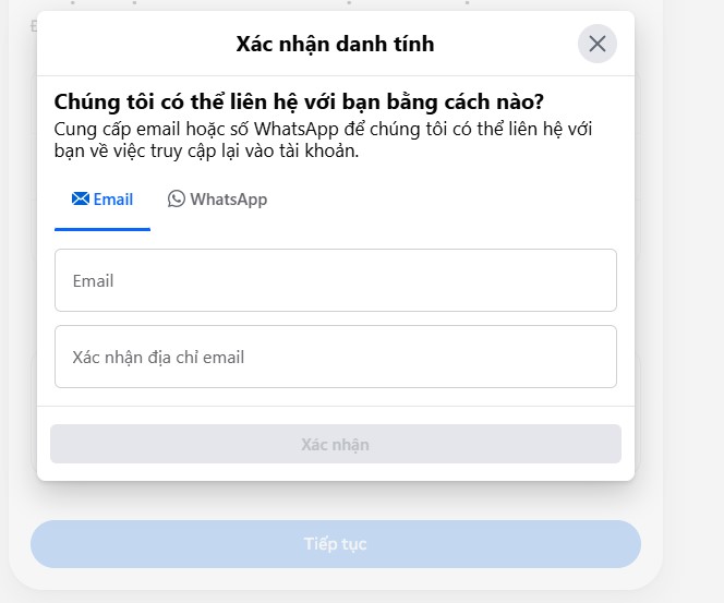 Nhập mail xác nhận